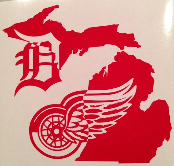 Detroit Red Wings D-Logo Logo - Detroit Red Wings Detroit Tigers Winged Wheel Old English D | Etsy