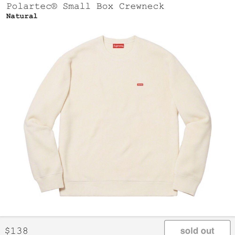 Small Supreme Box Logo - IN HAND Supreme Polartec Small Box Crewneck Natural Large FW18