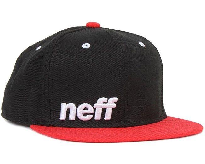 Black and White Neff Logo - Daily Snapback Black/Red/White - Neff caps | Hatstore.co.uk