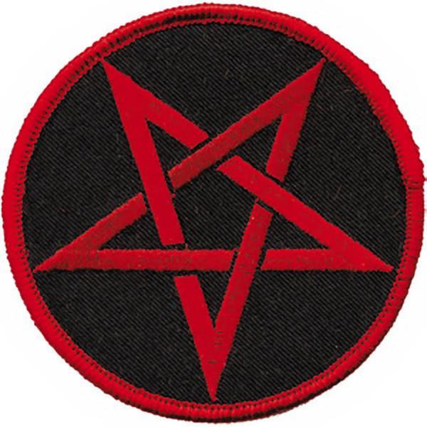Round Red Logo - Pentagram Iron On Patch Round Red Star Logo
