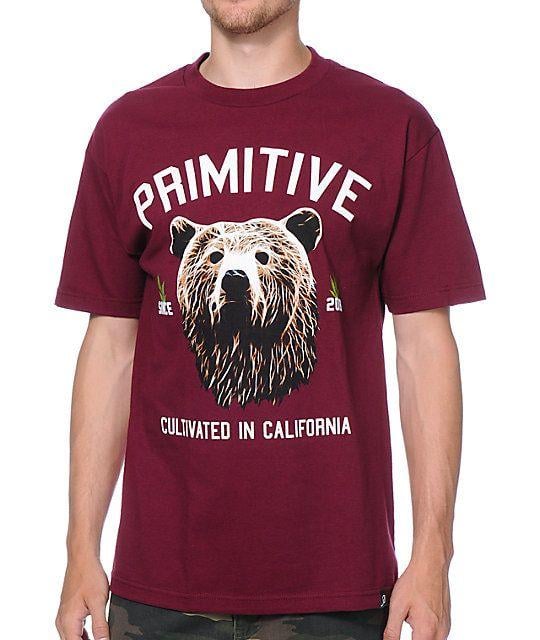 Primitive Bear Logo - Primitive Golden Bear Burgundy T-Shirt | Zumiez