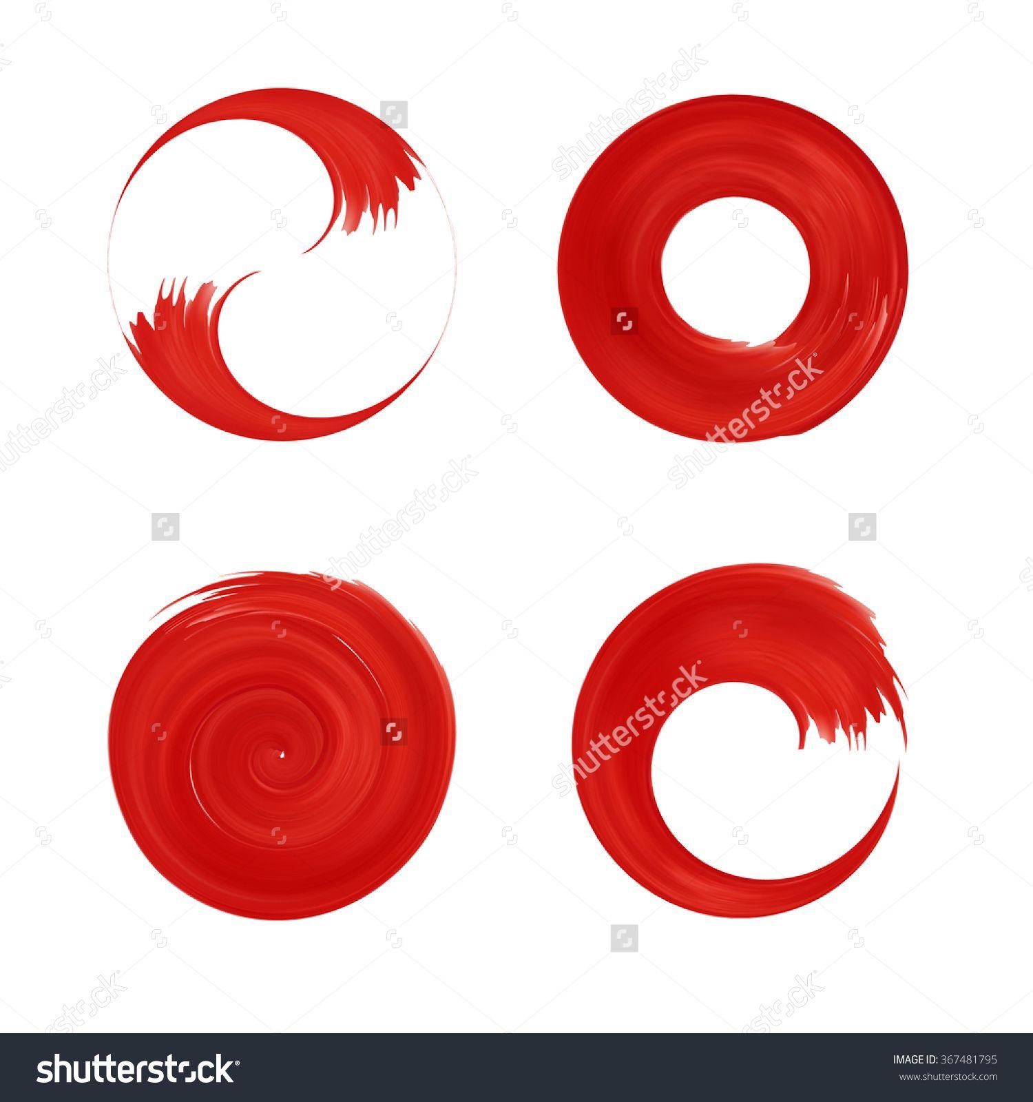 Round Red Logo - Set Of Red Round Element For Design. Japan Red Circle. Logo