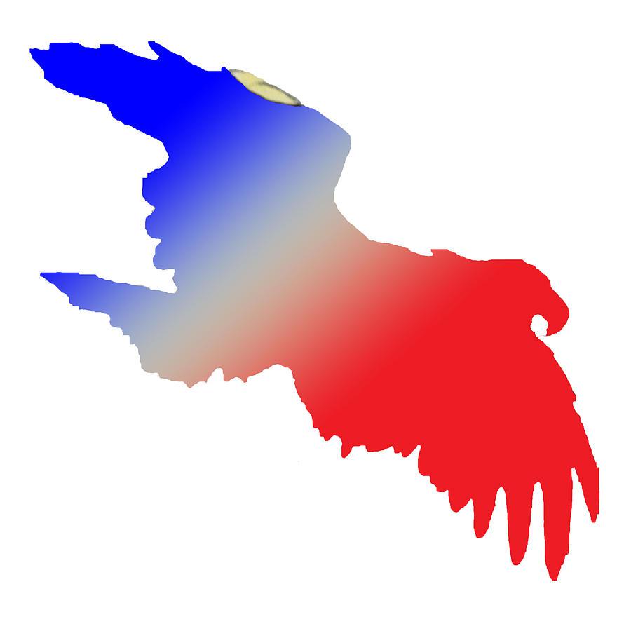 White and Blue Eagle Logo - Red, White And Blue Eagle Digital Art By Jean Habeck, Eagle Drawing