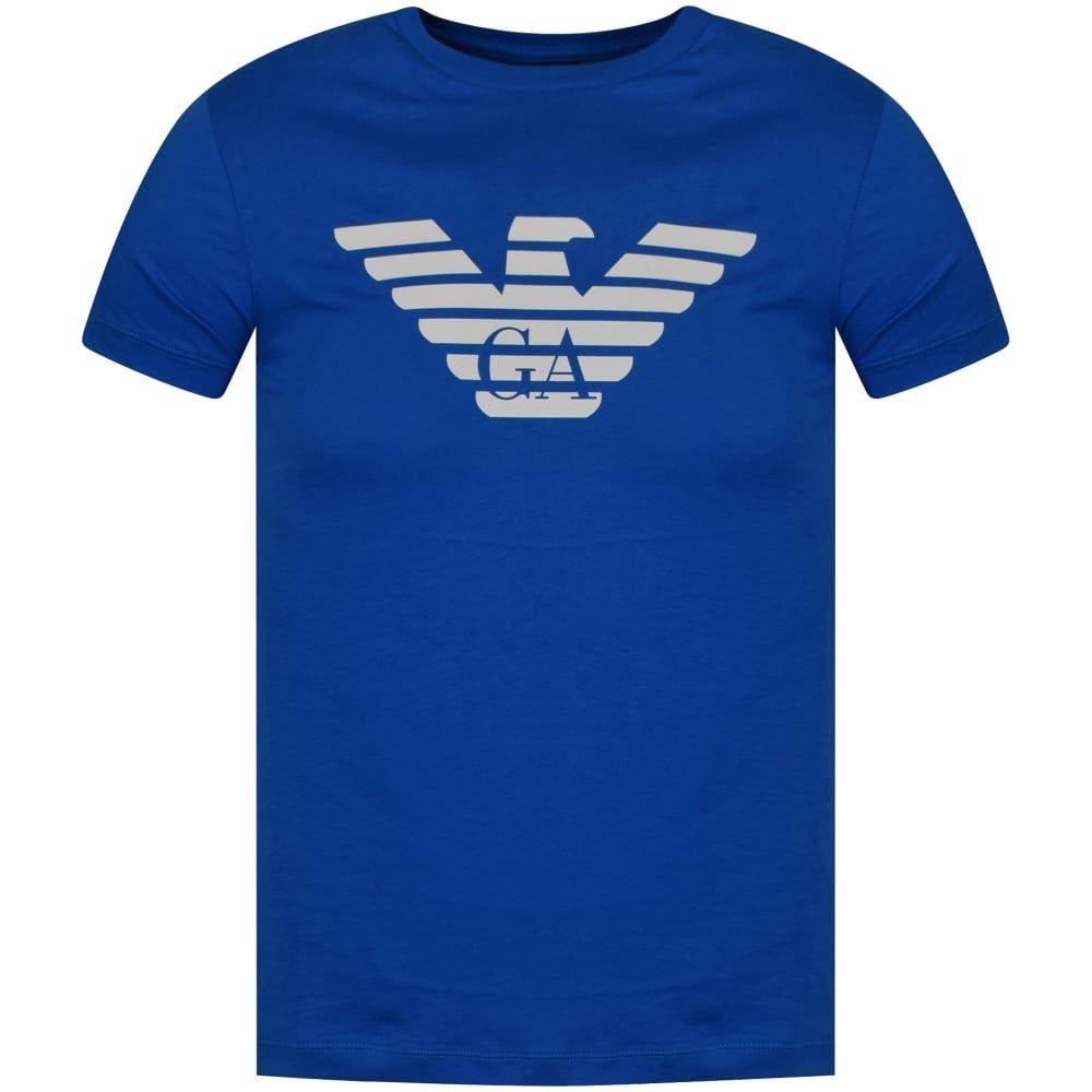 White and Blue Eagle Logo - EMPORIO ARMANI Emporio Armani Blue White Eagle Logo T Shirt