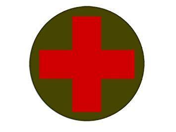 Round Red Logo - ROUND Combat Medic Cross Logo Sticker red cross army