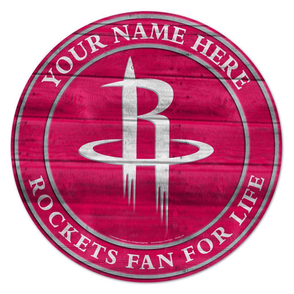 Round Red Logo - Houston Rockets Personalized 19.75 Round Red Logo Wood Sign