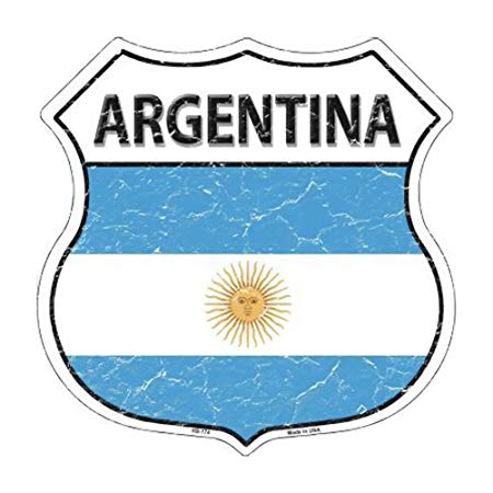 Blue Metal Logo - Smart Blonde Argentina Country Flag Highway Shield Metal Logo Sign