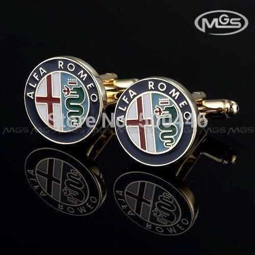 Round Car Logo - Blk Round Car Logo Symbol Emblem Red Cross Snake Gold Cufflinks-in ...