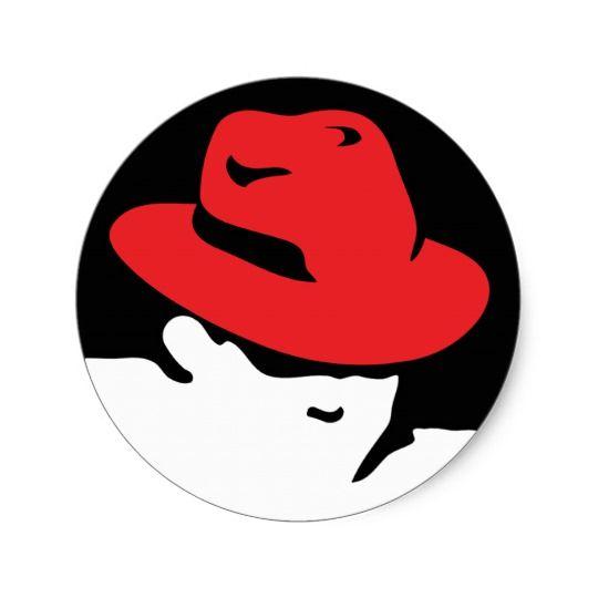 Red Linux Logo - Red Hat Linux Logo Classic Round Sticker | Zazzle.com