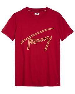 Round Red Logo - T-Shirt Tommy Jeans DW0DW05719 Woman Hilfiger Denim Red Cotton Logo ...