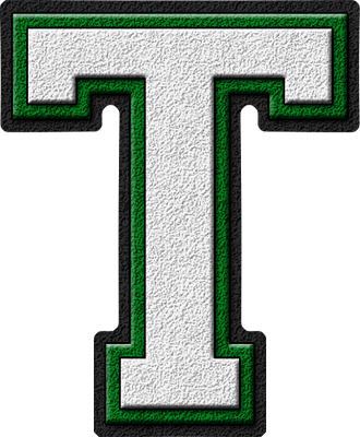 Green Letter T Logo - Presentation Alphabets: White & Green Varsity Letter T