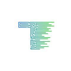 Green Letter T Logo - Letter T logo design template, technology, electronics, digital