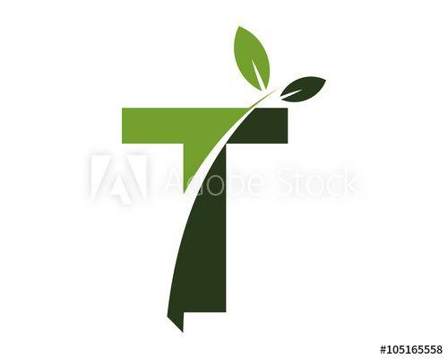 Green Letter T Logo - T green leaves letter swoosh ecology logo this stock vector