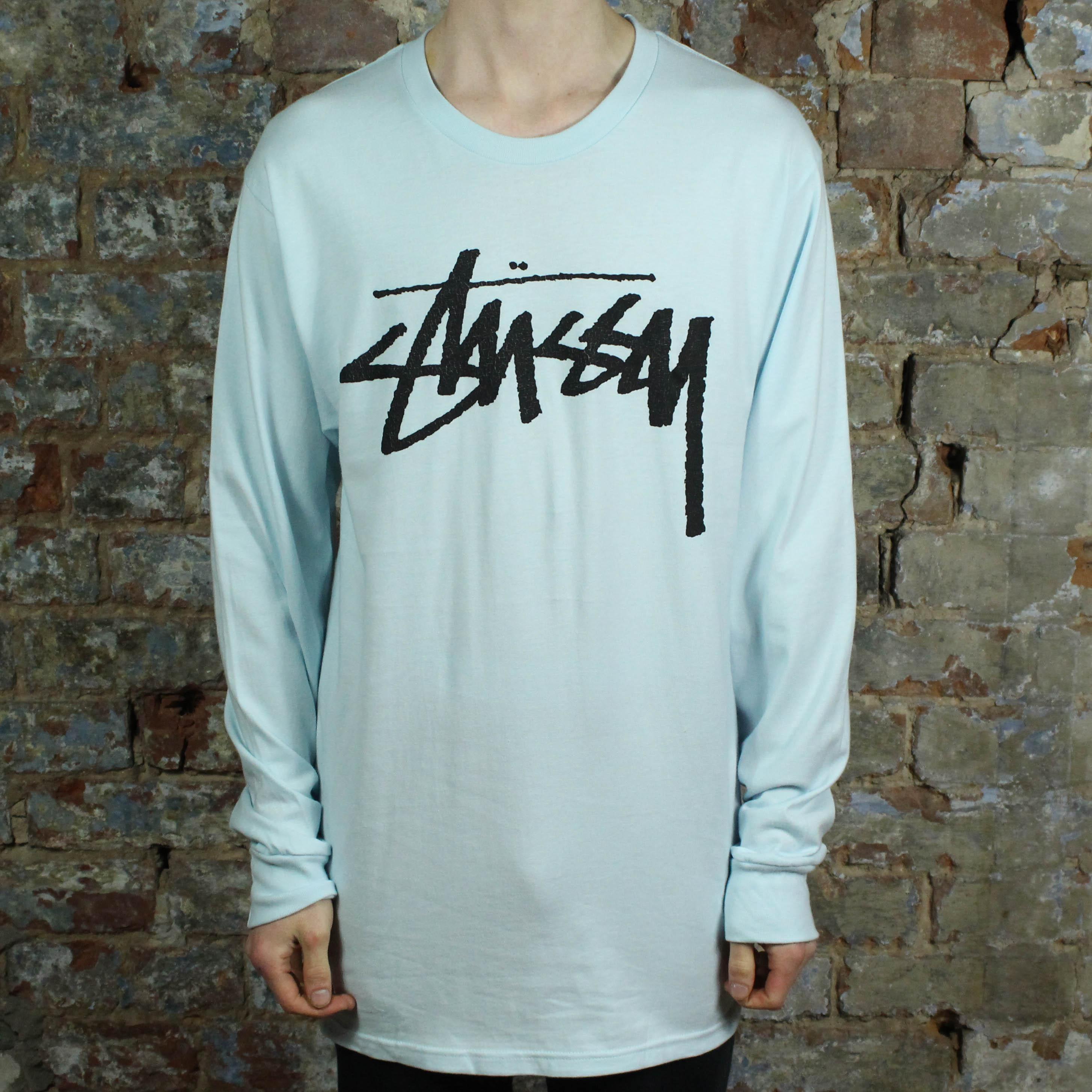 Baby Blue L Logo - Stussy Old Stock L/S T-Shirt - Light Blue - Remix Casuals