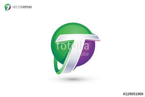 Green Letter T Logo - Abstract Letter T Logo Sphere Logo Stock image and royalty