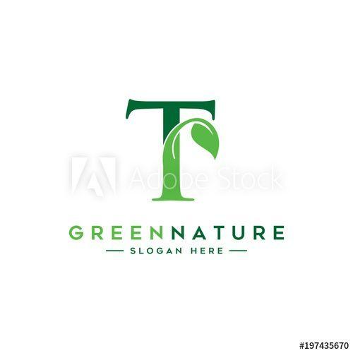 Green Letter T Logo - letter T logo concept, nature green leaf symbol, initials icon