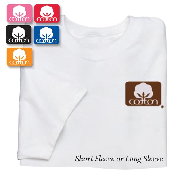 Cotton Logo - Youth White T Shirt LONG Sleeve With Color Cotton Logo