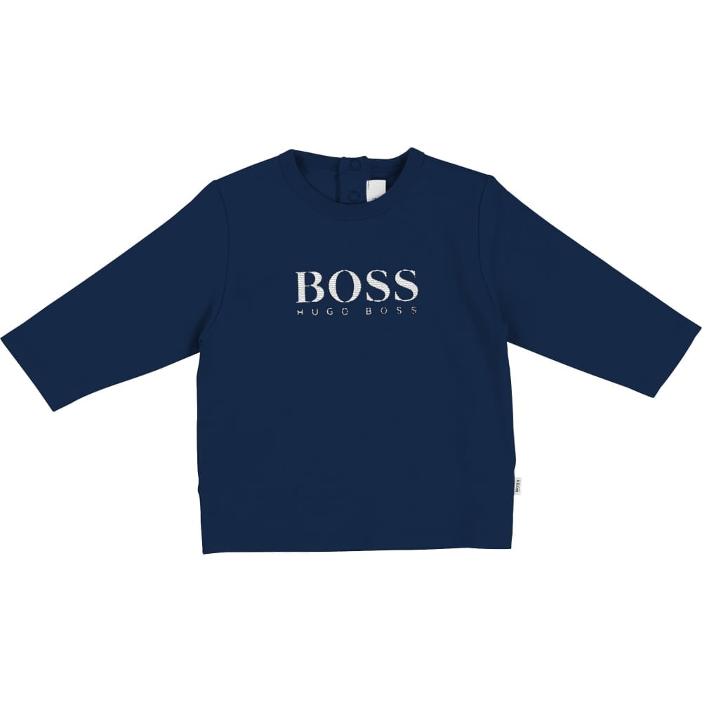 Baby Blue L Logo - BOSS Baby Blue Chest Logo L S T Shirt