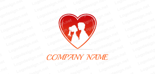 Red Heart Company Logo - negative space romantic couple inside red heart | Logo Template by ...