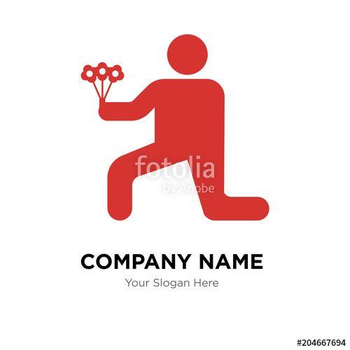 Red Romantic Company Logo - Romantic man with flowers company logo design template, colorful ...