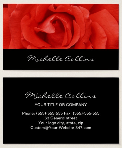 Red Romantic Company Logo - Beautiful romantic red rose personal profile business card. Dark