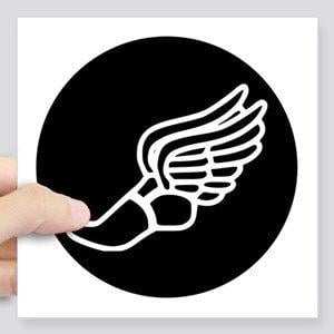 Sneaker with Wings Logo - Running Shoe Wings Stickers - CafePress