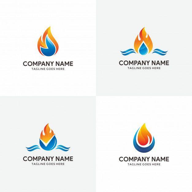 Abstract Water Logo - Abstract flame and water logo design template for your company