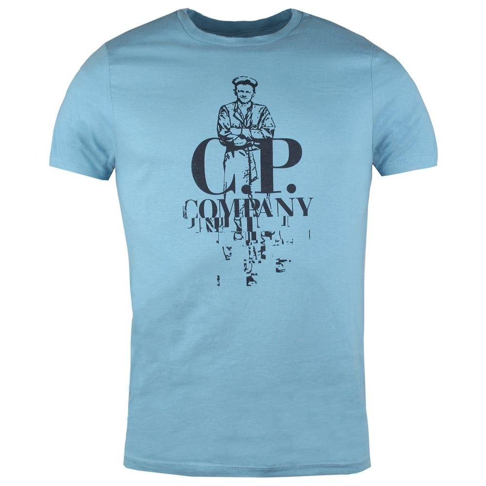 Powder Blue Company Logo - CP Company | Logo Print T-Shirt | Powder Blue | Pritchards