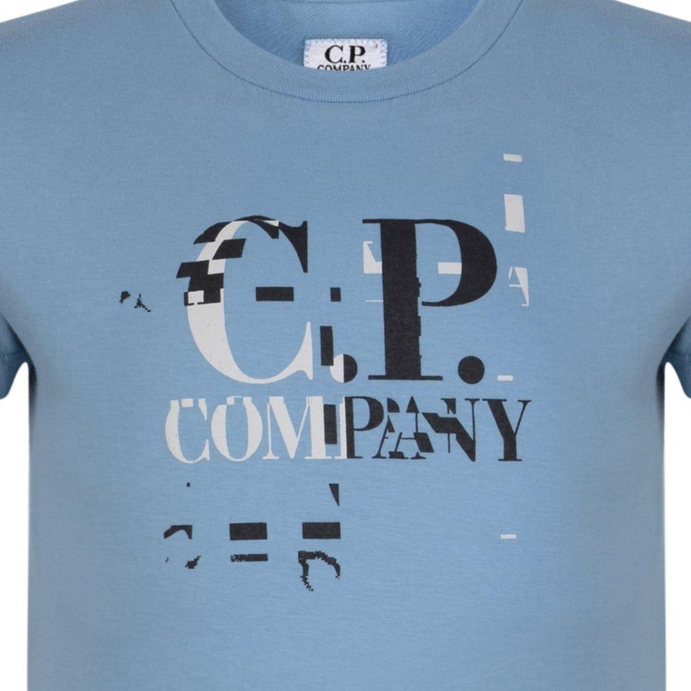 Powder Blue Company Logo - CP Company Boys Powder Blue T-Shirt with Logo Print - CP Company ...