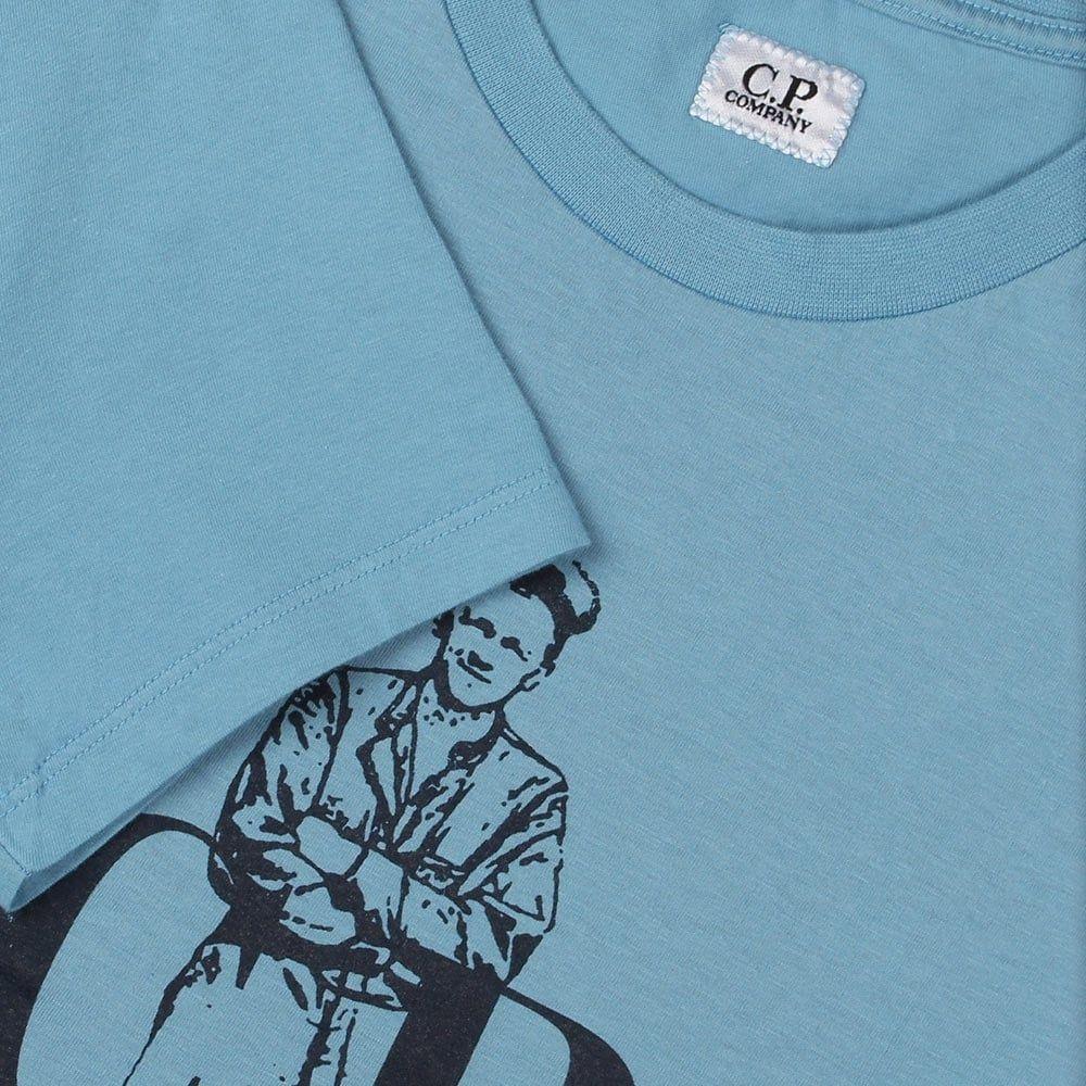 Powder Blue Company Logo - CP Company. Logo Print T Shirt