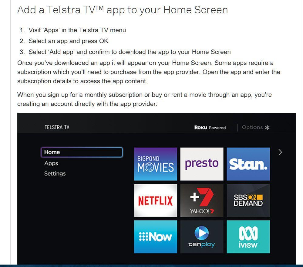 Telstra TV Logo - Adding app to Telstra TV