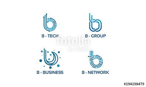 Cool B Logo - B initial Tech logo vector set, Cool B Initial Wire logo template ...