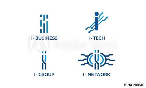 Cool Tech Logo - I initial Tech logo vector set, Cool I Initial Wire logo template ...