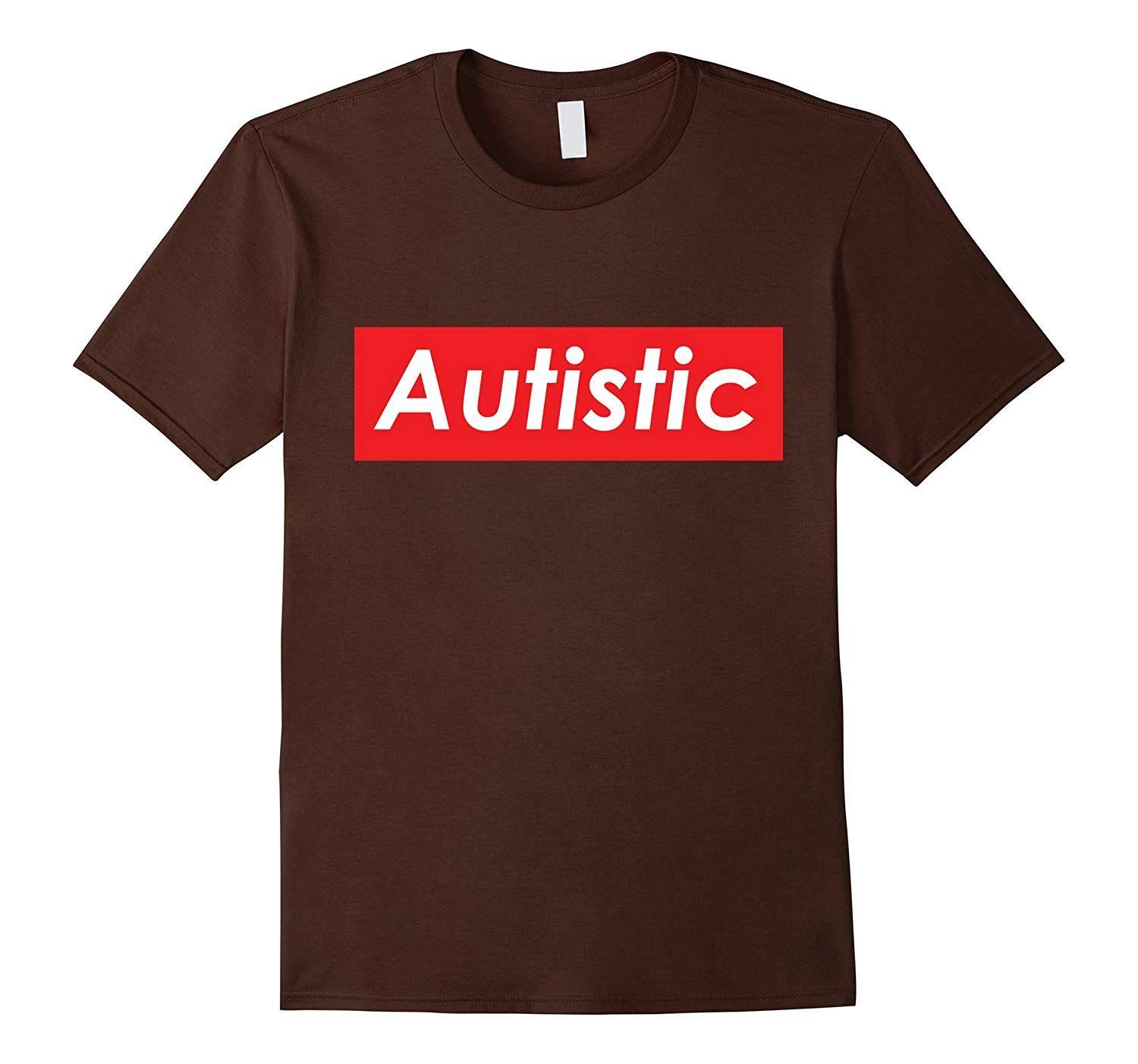 White and Red Box Logo - Autistic Red Box Logo White Letters'm Autistic Shirt