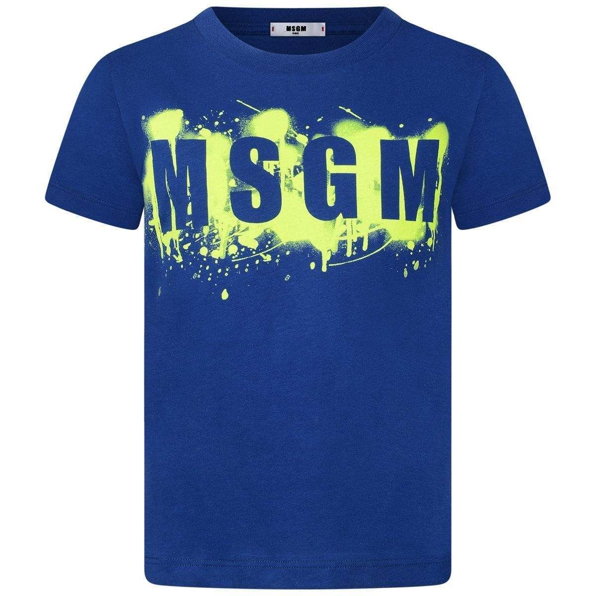 MS Blue Logo - MSGM Boys Royal Blue Logo Top - MSGM - All Designers