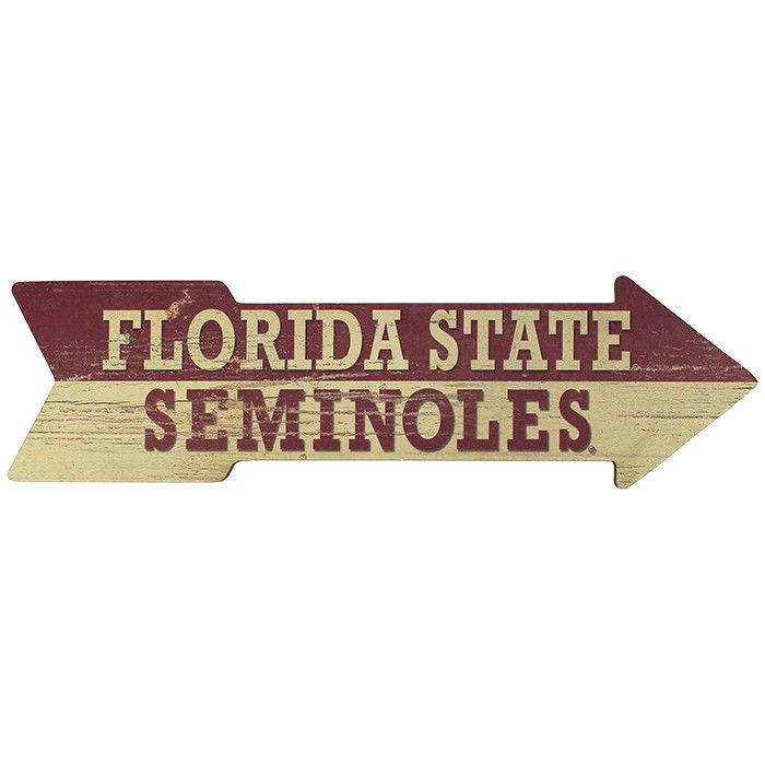 Florida State Arrow Logo - FSU Seminole Apparel | 6x24 Florida State Seminoles Wood Arrow Sign ...