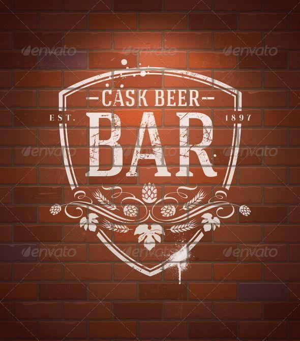 Brick Wall Logo - Bar Sign Painted on Vintage Brick Wall | GT brick wall | Brick wall ...