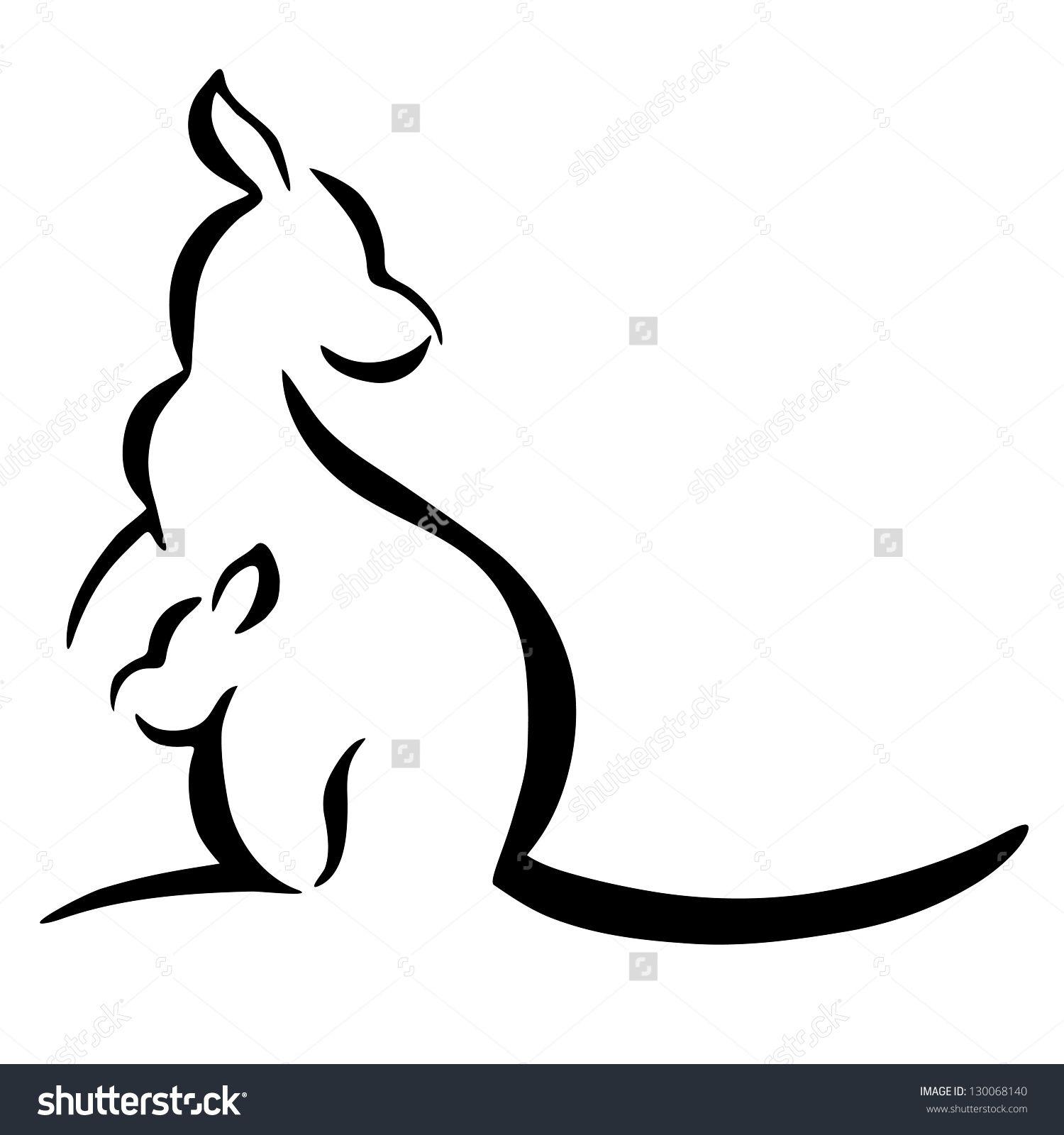White Kangaroo Logo - Kangaroo silhouette on a white background. Abstract design logo