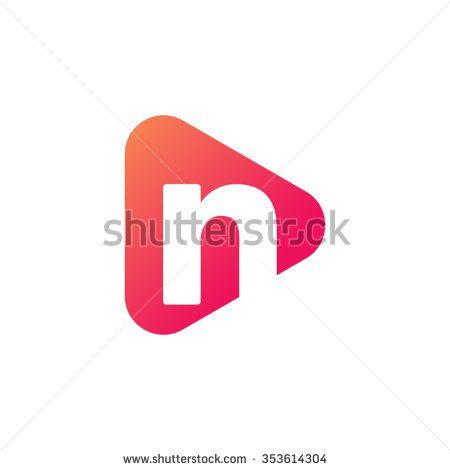 Red Triangle Shape Logo - letter n rounded triangle shape icon logo orange red. Logo N