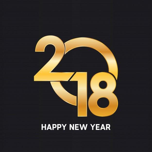 Year 2018 Logo - Happy new year 2018 golden text design Vector