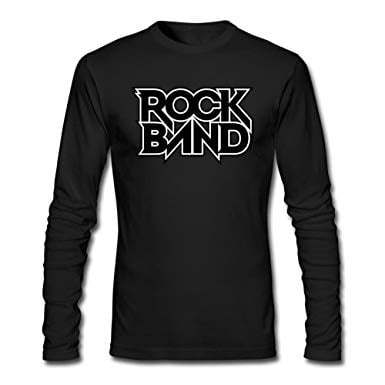 Rock Band Game Logo - Men's Rock Band Game Logo Long Sleeve Cotton T Shirt Large: Amazon