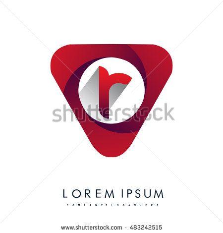 Red Triangle Shape Logo - Logo R letter red colored in the triangle shape, Vector design