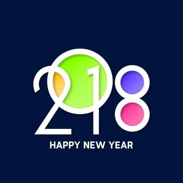 Year 2018 Logo - Colorful happy new year 2018 text design Vector