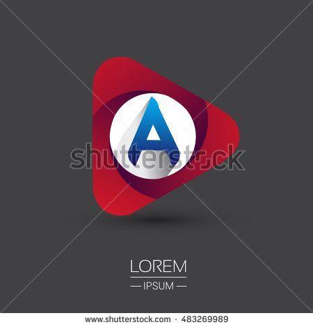 Red Triangle Shape Logo - Logo A letter red colored in the triangle shape, Vector design ...