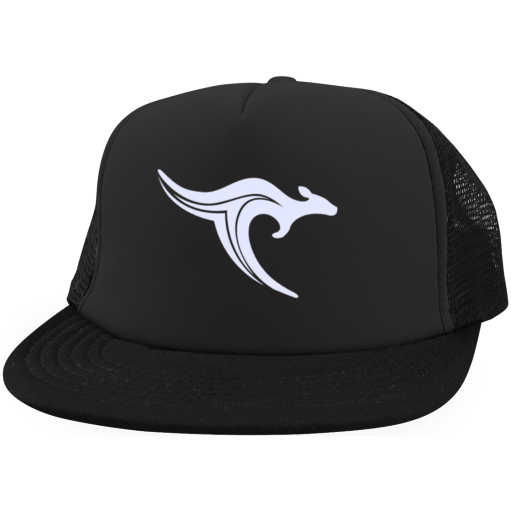 White Kangaroo Logo - TravelHop Kangaroo Logo White Trucker Hat with Snapback