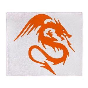Orange Dragon Logo - Tail Of The Dragon Blankets - CafePress