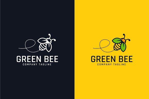 Bee Logo - Nature Green Bee Logo Template ~ Logo Templates ~ Creative Market