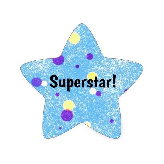 Yellow Dots with Blue Star Logo - Superstar! Yellow and Purple Dots on Blue Star Sticker