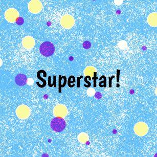 Yellow Dots with Blue Star Logo - Spots Pattern Star Stickers