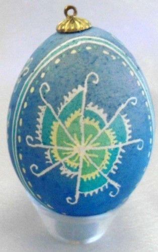Yellow Dots with Blue Star Logo - chicken pysanka light blue, white star, yellow dots, blue lines ...